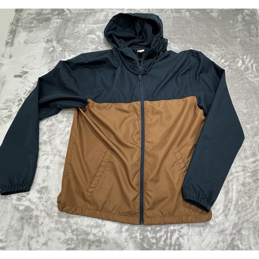 Independent Trading Co Men's Windbreaker Hoodie Zip Up Size‎ Large Two Tone EUC